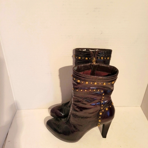 Linea Paolo Marcelo Chocolate Brown Boots With Gold Studs SZ51/2 - Picture 2 of 10